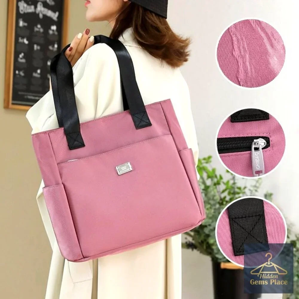 Lightweight Water Repellent Nylon Shoulder Bag Large Capacity Travel Tote